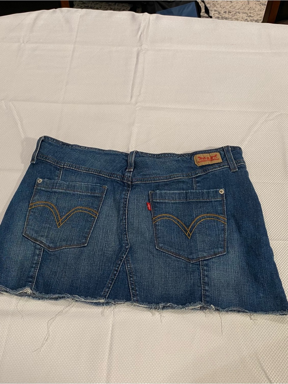 Levi's Dark Blue Denim Mini Skirt with Back Pocket Stitching